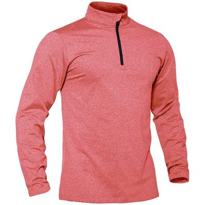 China Wholesale Men's Anti-Wrinkle 1/4 Long Quarter Active Zipper Pullover Shirts Tops Wear Sports Wear Sleeved Breathable T-Shirt zu verkaufen