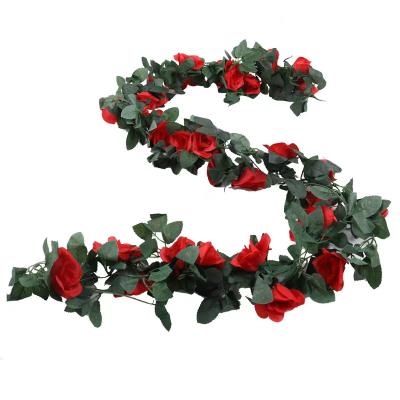 China Wedding Simulation Flower 16 Heads Rose Rattan Fake Flower Silk Flower Rattan Wedding Decoration Hotel Restaurant Ceiling Decoration for sale