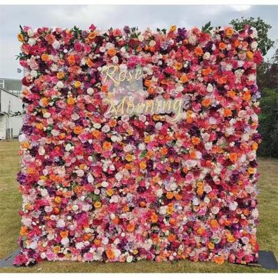 China Wedding promotional wholesale perfect non-fading and anti-aging durable artificial rose flower wall floral backdrop for sale