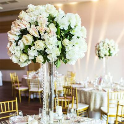 China 60 cm diameter wedding banquet table centerpiece artificial flower white ball custom made silk wholesale for sale