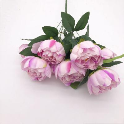 China Hot Sale Peony IFG Bunch Artificial Flower Mini Peony Bunch 9 Flower Heads Big Heads Hot Artificial Peony Silk Flower for sale