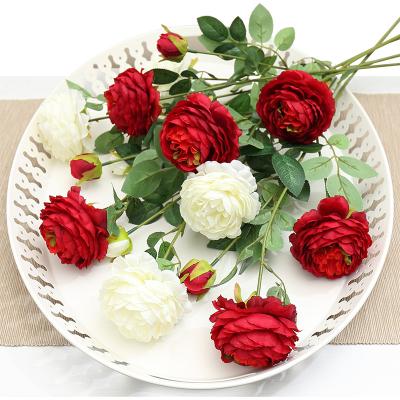 China Flower Bouquet GIGA 3 Branches Peony Flower Artificial Peonies Flower Cluster for sale