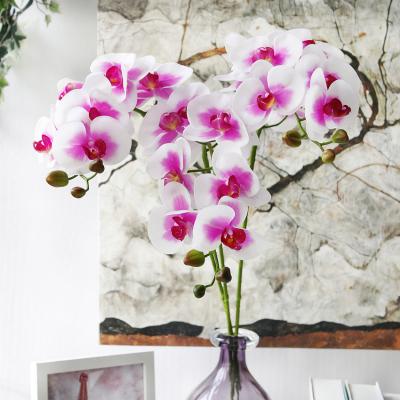 China Wholesale Artificial Purple Wedding GIGA 9 Heads Real Touch Latex Orchid Flowers for sale