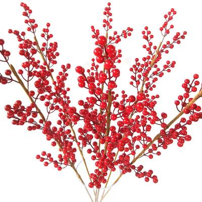 China Wedding Amazon 12 Red Fork Berries Small Foam Decorative Artificial Fruit Fruit For Home Decor And Party for sale