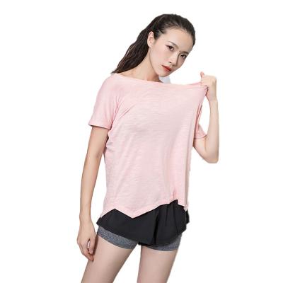 China Breathable Plus Size Sportswear Women Fitness Clothing Women's Gym Workout Flexibility T-shirt Breathable T-shirt 2XL Top for sale