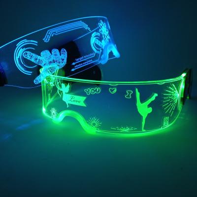 China Eye-Catching Cyberpunk Glasses Festival Props Led Visor Glasses One Size Fits All Cyberpunk Led Visor Glasses for sale