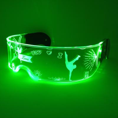 China Festival Props Christmas Gift Light Led Glasses Light Lead Up Glasses Back To Future Design Glasses Light Up Led for sale