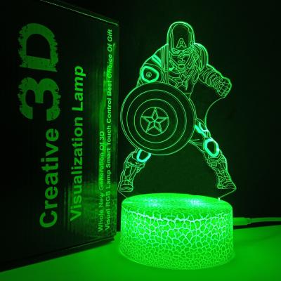 China Touch 7 LED Colors / Crack Base Lamp 3D Laser Light 3D Outside 16 Colors Beautiful Low Light Wonder 3D Character Design Led Light Base for sale