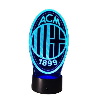 China 3D 7 Colors Flashing/16 7 Colors Soccer Gifts Night Light Football 3D Desk Lamp 3D Color Changing AC Milan Barcelona For Boys Girls Birthday Holiday for sale