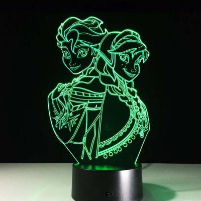 China factory wholesale flashing 3D 7 colors acrylic USB charging 3D night light, movies cartoon designs 3D characters, unique led 3d night light for sale