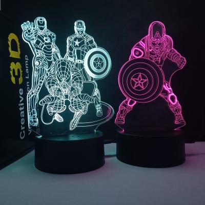 China Touch 7 LED Colors / 16 Colors Remote Control LED Superhero 3d Bedroom Kids Night Light, Decorative 3d Car Lamp Bedroom Night Light, Optical 3d Illusions Led Night Lamp night light for sale