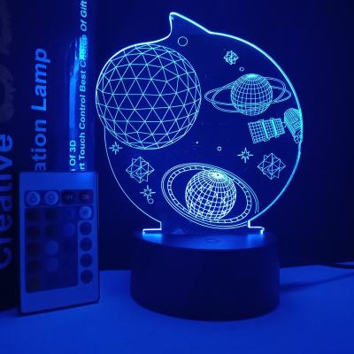 China 7 Colors 3D Kids Room Decoration 3D Night Flashing Light Plane Zero Night Light Two 3D USB Cable Included 3D Usb Night Light for sale