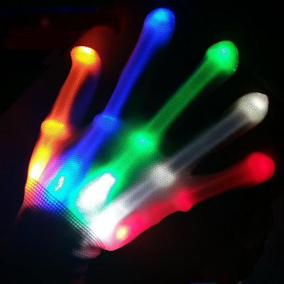 China Nylon CE Rohs Passed Halloween Dress Led Skeleton Gloves, Finger Lighting Black Super Luminous Led Flashing Rave Gloves for sale