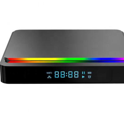 China Android 9.0/10.0 New Android TV Box S905X3 BT 4GB Ram 32GB ROM, wifi AC 8K dual video decode with programmable dynamic RGB light for sale