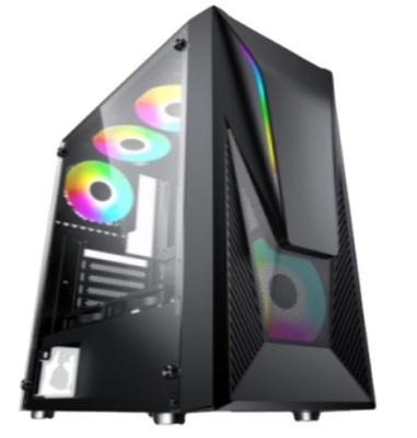 China With Fan High Quality Gaming Computer Case With RGB Fans Tempered Glass Gaming PC Desktop Case for sale