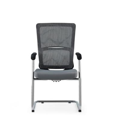 China Other Instant Furniture Black Mesh Sled Base Side Reception Chair for sale