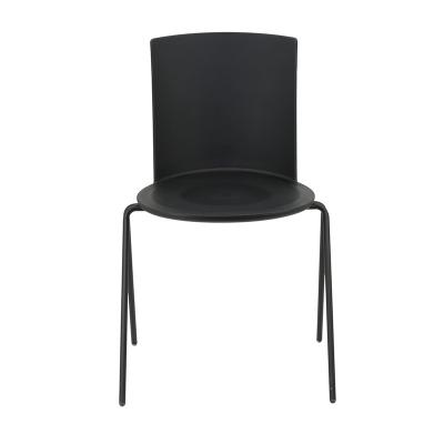 China Hot Selling Eco-friendly Stackable Colored PP Factory Price Design Steel Legs Plastic Dining Chair for sale