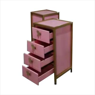 China 2022 Latest 5 Years Warranty Pink&Gold Gloss Traditional Salon Furniture Trolley Manicure Pedicure Trolley Pedicure Trolley Hairdresser for sale