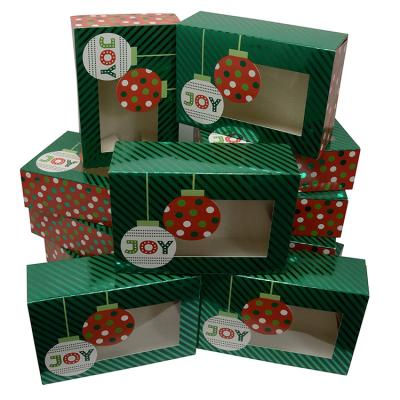 China Custom Christmas Cookie Gift Box Christmas Cookie Gift Box With Clear Window For Holiday Party for sale