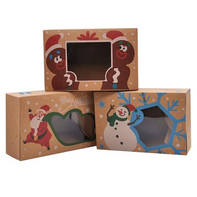 China Custom bulk chrismas gift paper box christmas cookie gift box set with clear window for cupcakes, cookies for sale