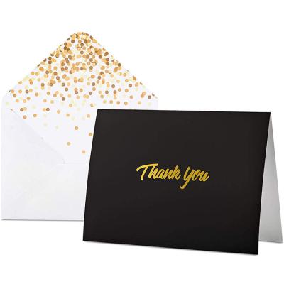 China Professional White Card Paper Printing Thank You Card Gold With Small Business Envelope for sale