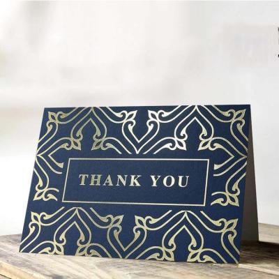 China Hot Europe Navy Blue Gold Stamping 100 Volume Thank You Card For Business, Wedding, Gift Cards for sale