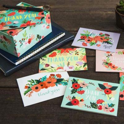 China Europe Wholesale Floral Bulk Set Thank You Note Cards , Thank You Card Custom for sale