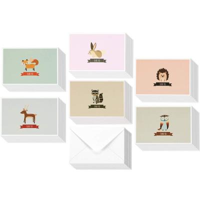 China Europe Animal White Hot Sale Package Of 48 Designs Box Bulk Set Inside Cute Thank You Card With Envelopes for sale