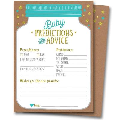 China Europe 50 Mason Jar Gender Neutral Boy or Girl Baby Shower Prediction Advice Cards for Baby Shower Decorations or Games for sale