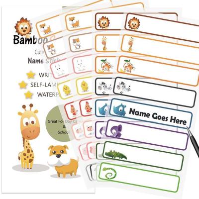 China Wholesale Waterproof Cartoon Sticker Write On Self Baby Bottle Label Lamination Sticker For Daycare, School for sale