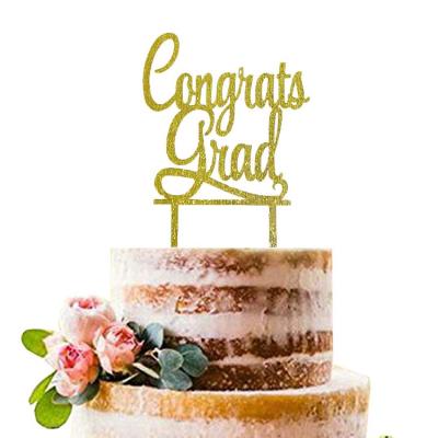 China Wholesale Acrylic Gold Graduation Cake Topper Cake Decoration for Graduation Party for sale