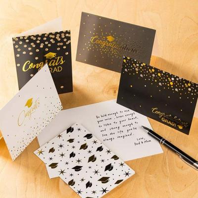 China 2019 Bulk Hot Gold Foil Styles Congraduations Greeting Cards Set Of Europe Sale Graduation Party Favors 6 for sale