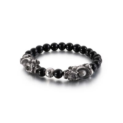 China Anti-allergy custom pixiu feng shui black obsidian chinese wealth bracelet for sale