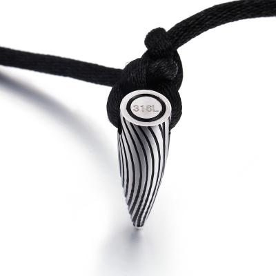 China BAIQUE Anti-Allergy Stainless Steel Bullet Shape Leather Necklace Pendant For Men for sale