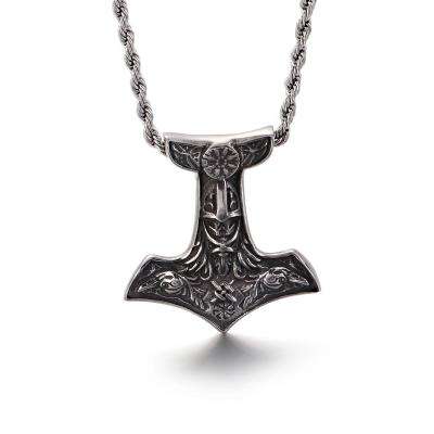 China Anti-allergy Custom Stainless steel PUNK necklace Viking battleaxe axe pendant for men for sale