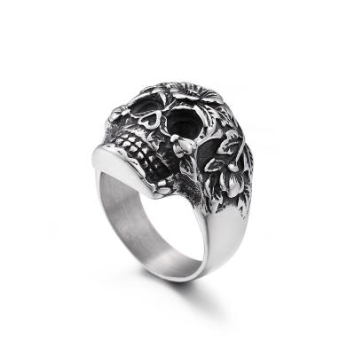 China New Stainless Steel Nickel Free Mens Accessories Punk Skull Ring For Men for sale