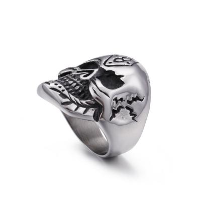 China Hot Selling Nickel Free Men's Punk Style Stainless Steel Skull Ring for sale