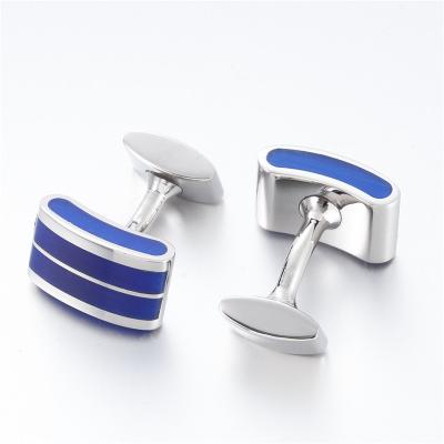 China nickel free custom design brand men shirt cuff links stainless steel cufflink with blue lapis lazuli stone for sale