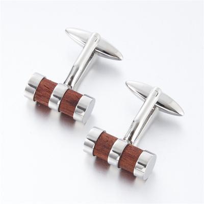 China Custom Stainless Steel Brands Mens Shirts Cuff Link Sandal Wood and Metal Nickel Free Cufflinks for sale