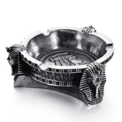 China Pharaoh Design Stainless Steel Office Craft Gift Unbreakable Custom Indoor Outdoor Cigarette Cigar Ashtray for sale