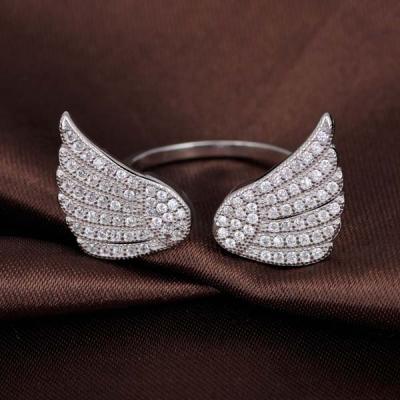 China Unique Silver Angel Wings Fashion Open Ring for sale