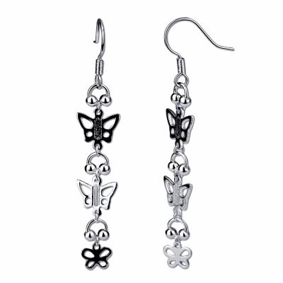 China Fashionable Sterling Silver Butterfly Shape Tassel Earrings for sale