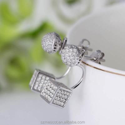 China Lead Style Silver and Nickel Free.Eco-friendly Korea Stud Earrings Zircon Square Shaped Stud Earrings Jewelry for sale