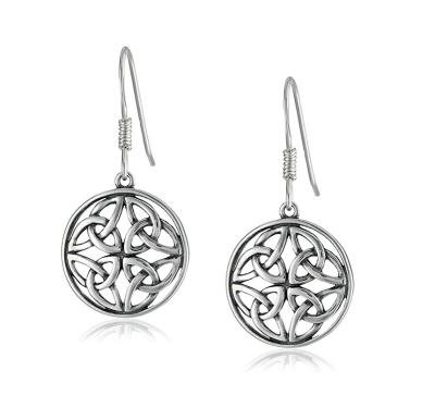 China CLASSIC Women Jewelry Fashion Sterling Silver Celtic Knot Round Drop Wire Earrings for sale