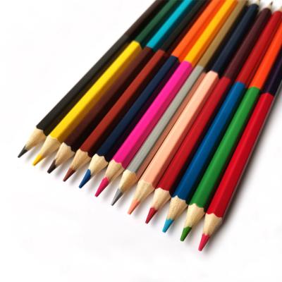 China Office Factory Custom Logo Two Rainbow Color Nontoxic Pencil for sale