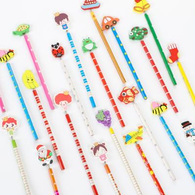 China Natural Wood 2021 Sales Cute Wooden Animal Student Standard Pencils And Erasers For Kids Learning Cartoon Pencil Gifts for sale