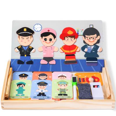 China Cartoon Toy Cartoon Kids Magnetic Dressup Puzzle Magnet Toys Book Magnetic Puzzle Educational Moving Person Toys Set Montessori Scrable for sale