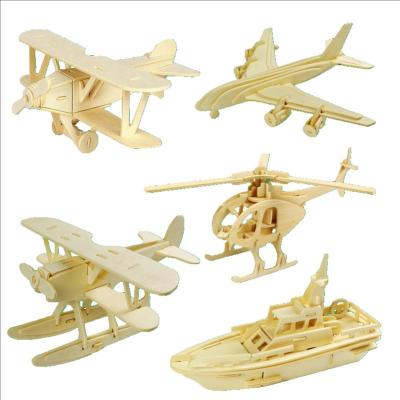 China Custom wooden DIY 3D puzzle model toy airplanes manual jigsaw puzzle children building blocks birthday gifts for sale