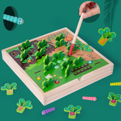 China DIY TOY Wooden interest building blocks insect hook radish puzzle toys early interaction pastoral magnetic personal education hand ey for sale