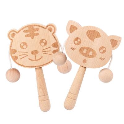 China Entertainment Toys Hot Selling Amazon Children Baby Rattle Toys Baby Comfort Rattle Wooden Cartoon Animal Early Education Toy 0-3 Years Hand Rattle for sale